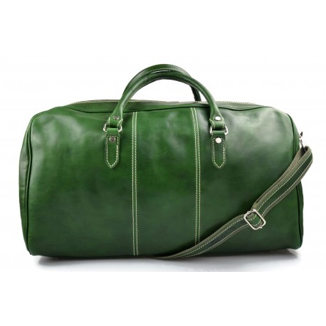 Bolso de viaje deportiva mujer bolsa de hombre con asas y correa de piel verde