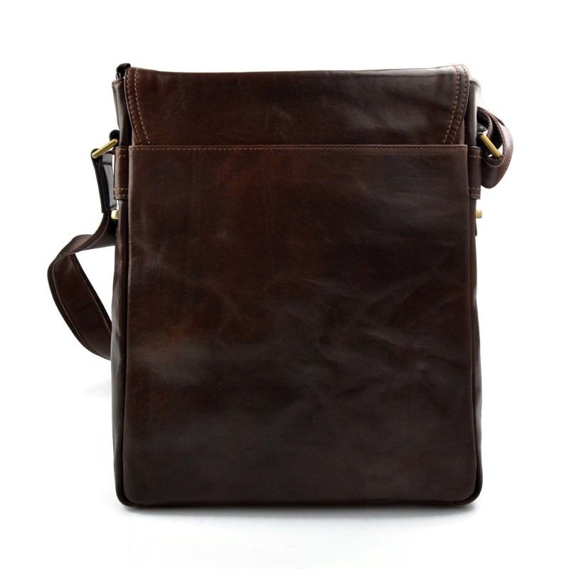 Tablet leather shoulder bag xxl dark brown satchel mens tablet ipad