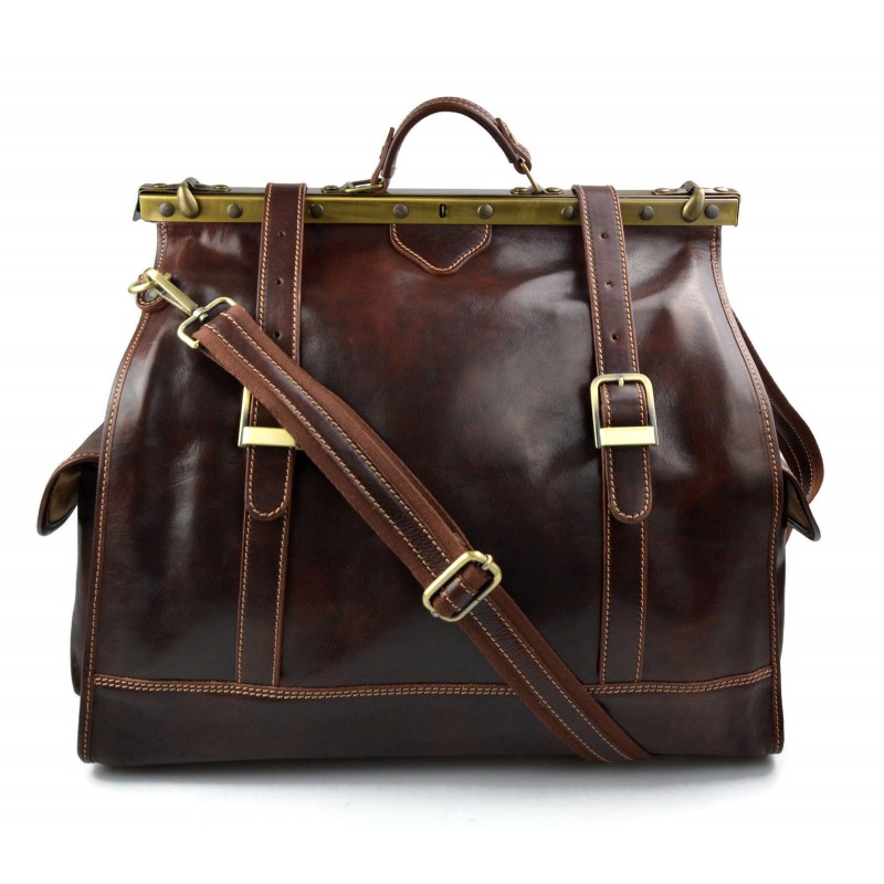 Leather doctor bag mens travel womens luggage leather shoulder bag