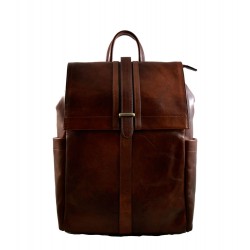 Leather brown backpack genuine leather travel bag brown