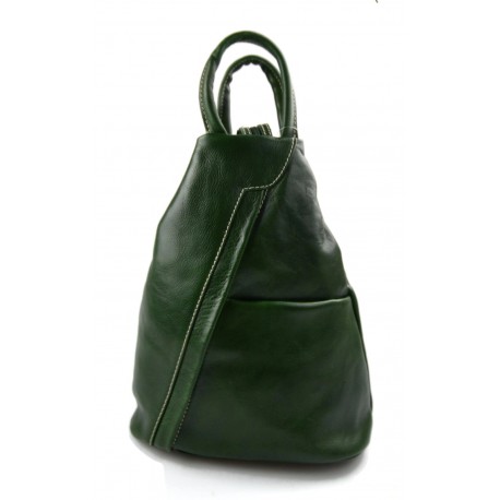 Leather backpack ladies mens leather travel bag weekender sport bag green