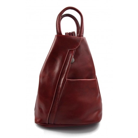 Sac à dos bandoulière en cuir sac homme femme rouge