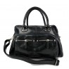 Bolso de cuero de mujer con las manijas y bandolera negro