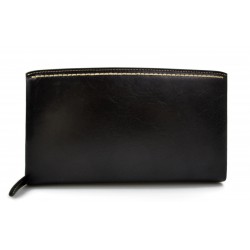 Leather clutch leather zipped bag big leather clutch zipper pouch leather zipper pouch black