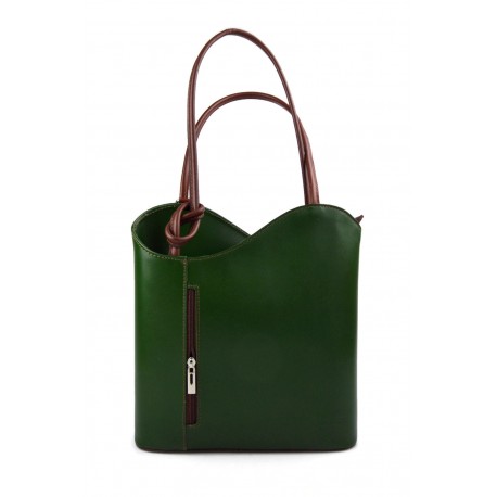 Ladies handbag green brown leather bag clutch hobo bag backpack