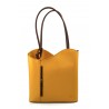 Borsa pelle donna zaino giallo marrone con manici a spalla