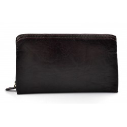 Leather pouch leather zipped bag big leather clutch zipper dark brown pouch leather zipper