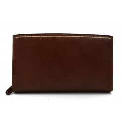 Leather clutch leather zipped bag big leather clutch zipper pouch leather zipper pouch brown