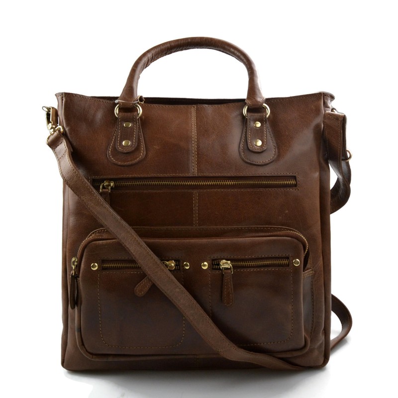 Ladies buffalo leather brown handbag womens shoulder bag