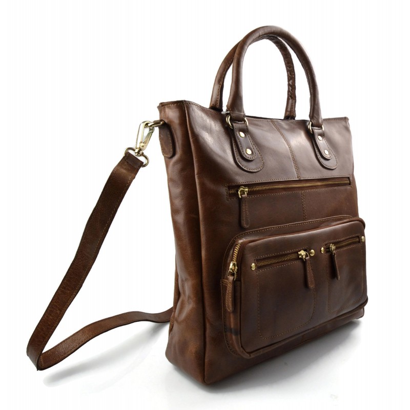 Ladies buffalo leather brown handbag womens shoulder bag