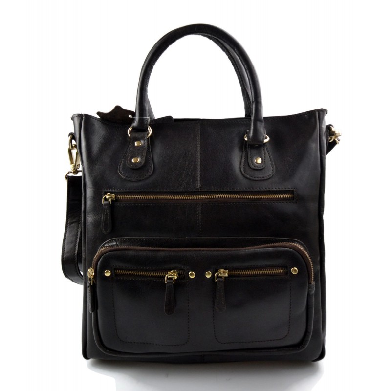 Ladies buffalo leather dark brown leather handbag women shoulder bag