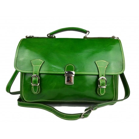 Briefcase leather office bag backpack shoulder bag conference bag mens business green