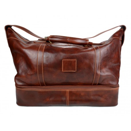 Sac de voyage en cuir homme femme bandoulière en cuir véritable sac sport marron