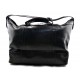 Leather duffle bag genuine leather shoulder bag black
