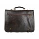 Leather briefcase mens ladies office handbag dark brown