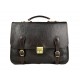 Leather briefcase mens ladies office handbag dark brown