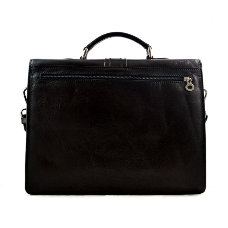 Leather briefcase mens ladies handbag shoulder bag black executive bag