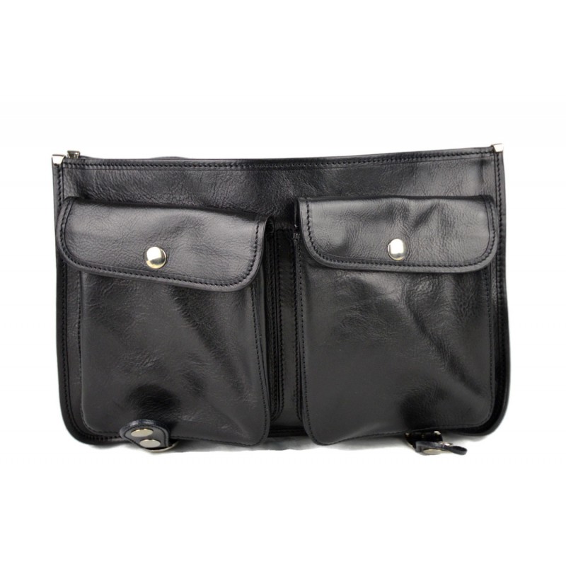 Leather messenger bag office bag mens business shoulder bag xxl black