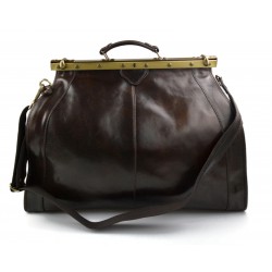 Leather doctor bag mens travel bag cabin luggage bag leather shoulder bag dark brown