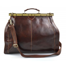 Leather doctor bag mens travel bag cabin luggage bag leather shoulder bag brown