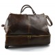 Leather trolley travel bag doctor bag weekender with wheels overnight dark brown