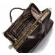 Leather trolley travel bag doctor bag weekender with wheels overnight dark brown