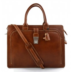 Leather briefcase mens women office shoulder bag document messenger bag business bag executive VIP briefcase honey