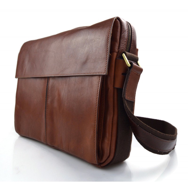 Leather tablet satchel mens leather messenger ladies ipad bag brown
