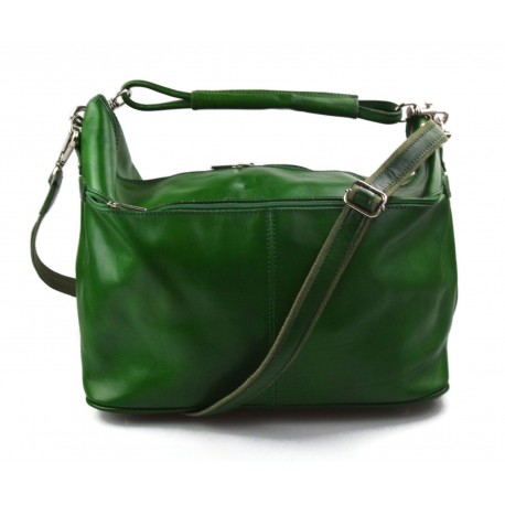 Bolsa de viaje deportiva mujer bolsa de hombro maleta bolso equipaje de piel genuina verde