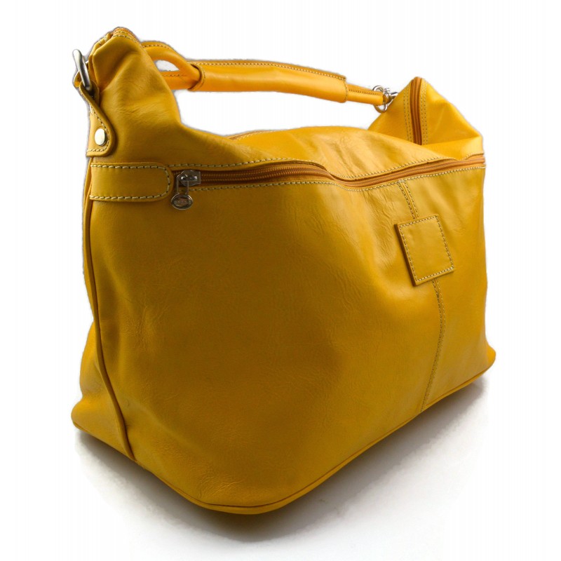 Duffle bag leather yellow travel bag luggage leather bag airplane bag