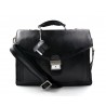 Leather briefcase mens ladies black office leather shoulder bag