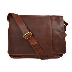 Genuine italian leather shoulderbag notebook messenger bag ipad laptop ladies men brown