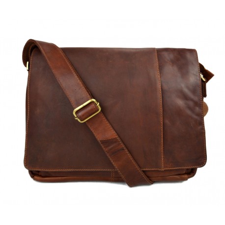 Sac à bandoulière en cuir notebook sac homme femme sac d'épaule messenger marron