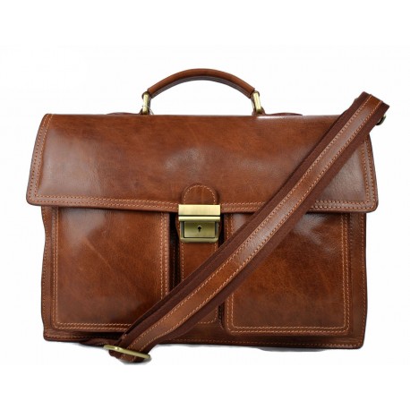 Sac serviette mallette à main cuir bandoulière en cuir sac en cuir brun mat