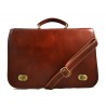 Cartera de cuero bolso messenger de piel marròn