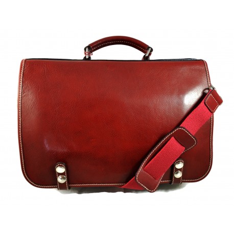 Cartella borsa pelle messenger uomo donna cartella pelle borsa spalla e manico rosso