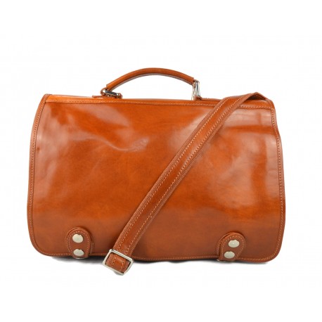 Messenger leather bag office bag mens business shoulder bag satchel honey
