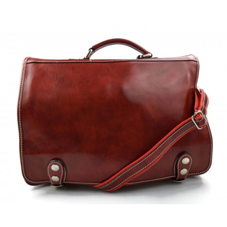Messenger bolso de piel rojo con asa y bandolera bolso de cartero bolso de hombre