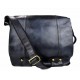 Blue leather shoulder bag leather retro satchel mens women vintage messenger