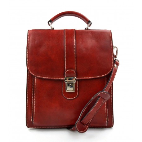 Borsa uomo donna borsello postino spalla tracolla vera pelle rosso hobo bag