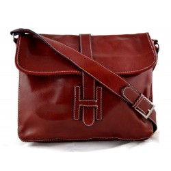 Leather hobo bag mens satchel messenger bag shoulder bag crossbody red