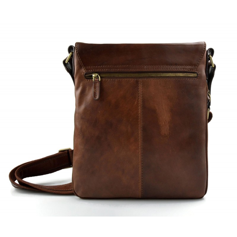 Leather brown shoulder bag mens women sling bag messenger leather bag