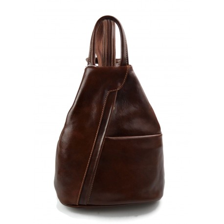 Bolso de cuero genuino mochila de hombre de piel mochila de mujer marrón