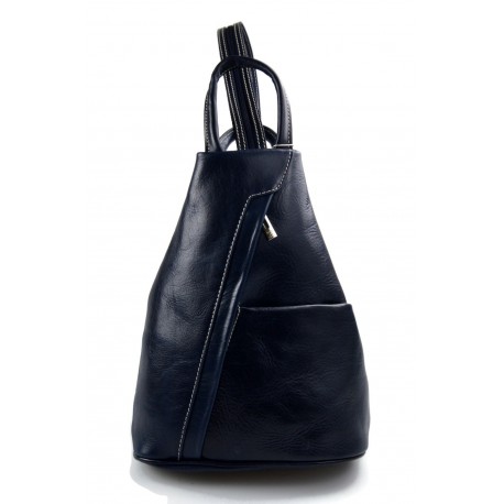 Bolso de cuero genuino mochila de hombre de piel mochila de mujer azul