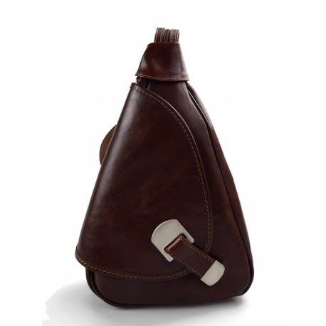 Leather backpack travel bag ladies mens leather weekender brown