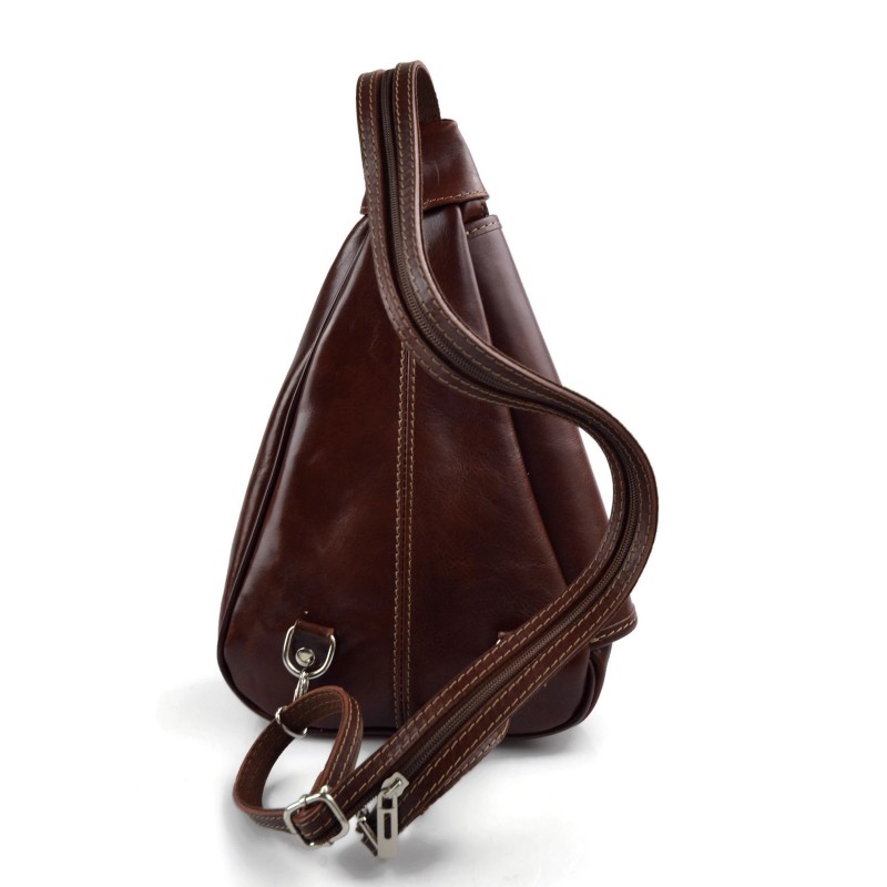 Leather backpack travel bag ladies mens leather weekender brown