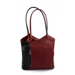 Women backpack handbag black - red leather bag clutch hobo bag backpack