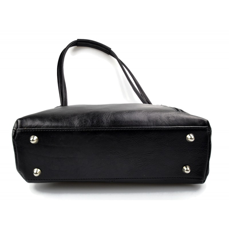 Leather ladies handbag shoulder bag women handbag made in Italy black