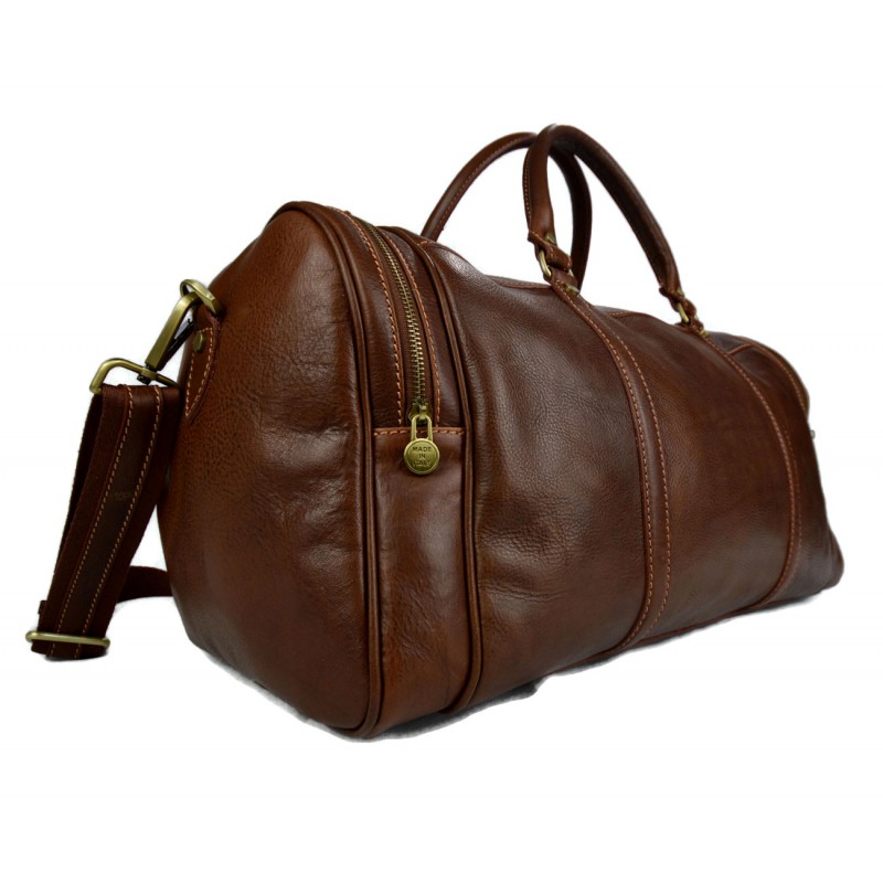 Mens leather duffle bag light brown shoulder bag travel bag luggage