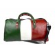 Mens leather duffle bag italian flag shoulder bag travel bag luggage weekender carryon black back
